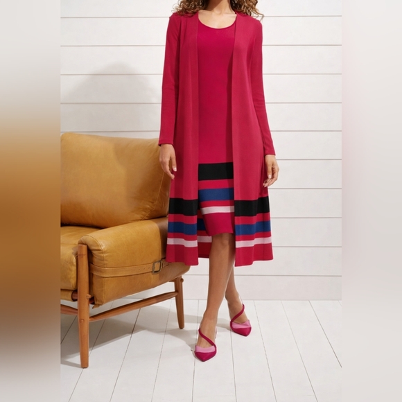 New York and Company Woman's Cap Sweater Dress Pink, Black, Blue Size Large - Picture 13 of 13